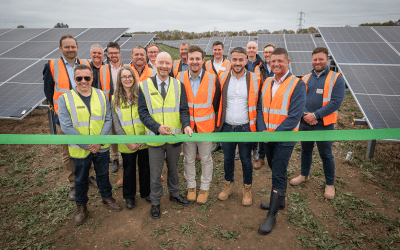 Cutting the ribbon on Medebridge Solar Farm with Enviromena and University of Manchester